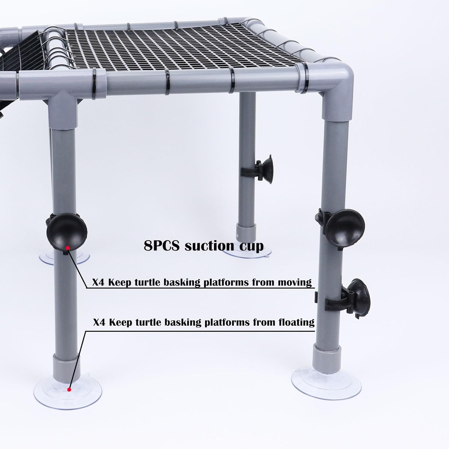 Extra Large Standing Turtle Basking Platform, 13.4" Width Resting Area, DIY Basking Platform for Aquatic Pets, Turtle Tank Accessories, PVC Pipes and EggCrate