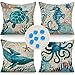 Cirzone wasserdichte Kissenbezug 4 Stück 45 x 45 cm Dekorative Outdoor Kissen Wasserfest Atmungsaktiv Blaues Meeresleben Kissenbezug Werden für Sofakissen Garten Outdoor