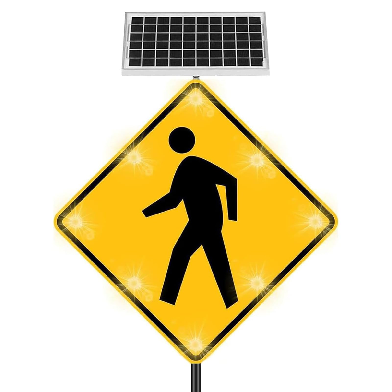 Semáforo LED, señal de Cruce peatonal LED Solar Intermitente - Señal de Advertencia de tráfico para Todo Tipo de Clima de 24"/30" con película Reflectante de Grado de ingeniería y Aluminio d