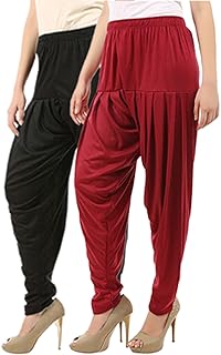 buy that trendz Women's Cotton Viscose Lycra Dhoti Patiyala Salwar Harem Plain Patiala Bottoms Pants 50 Colour Combo Pack of 2-picture-37