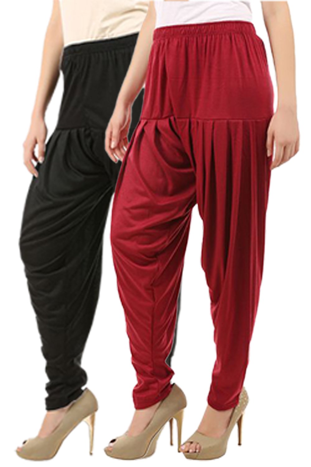 buy that trendz Women's Cotton Viscose Lycra Dhoti Patiyala Salwar Harem Plain Patiala Bottoms Pants 50 Colour Combo Pack of 2-picture-33