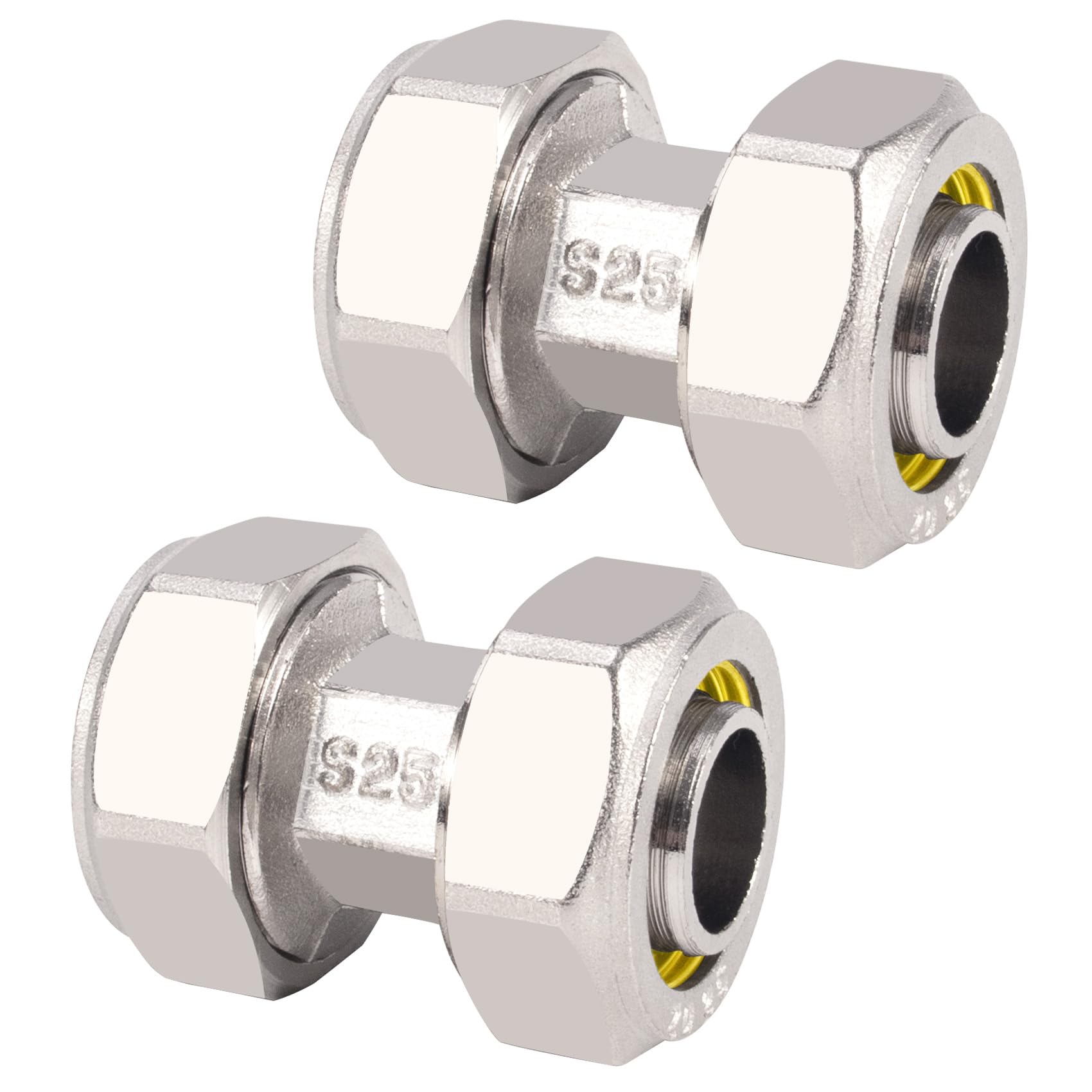 2 accesorios de línea de aire de 3/4 x 3/4 pulgadas para sistema de aire rápido, accesorios de manguera de aire de 3/4 pulgadas para tuberías de aire comprimido de tienda/garaje, chapado en latón y
