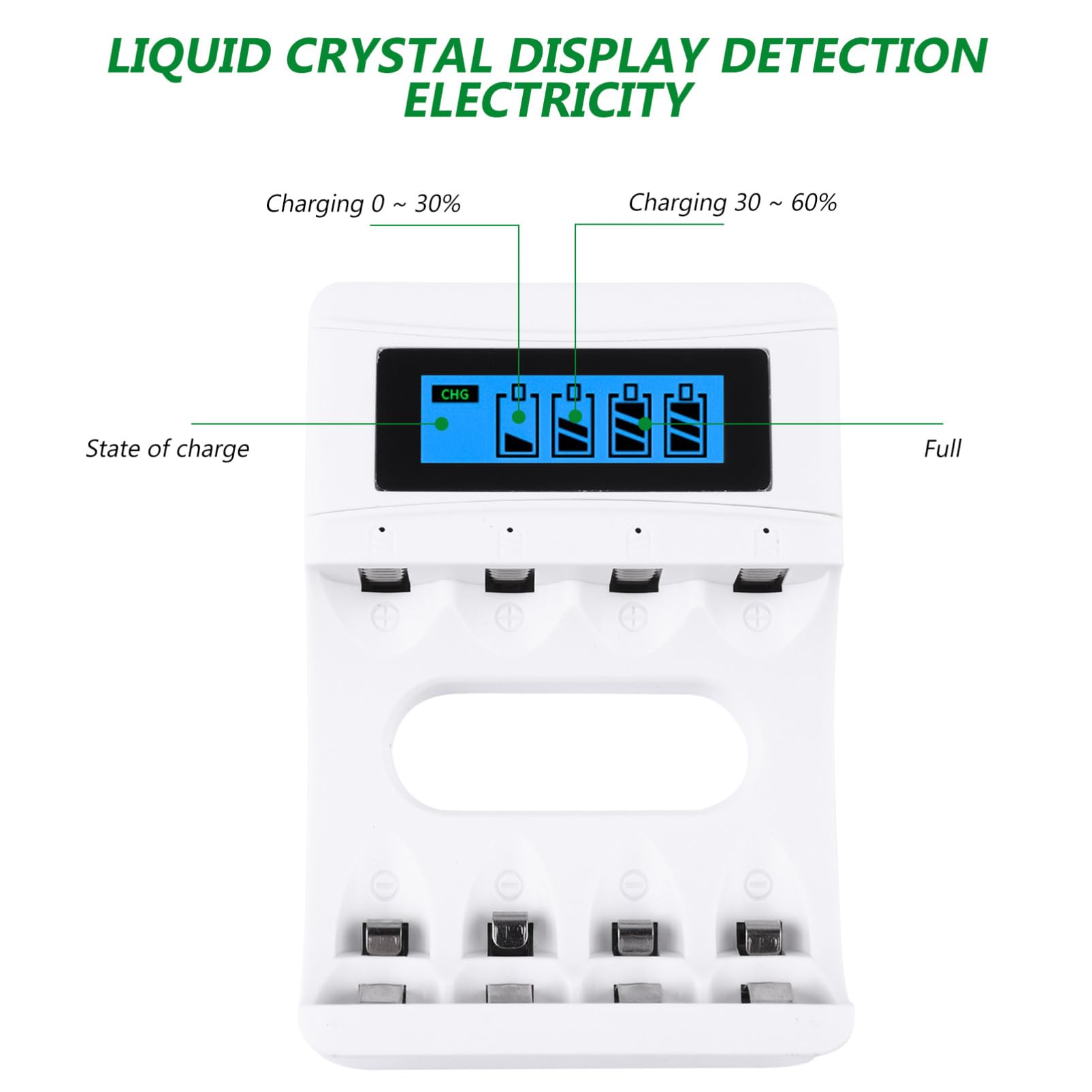 Uonlytech Cargador De Batería Recargable De 3 Piezas Y 4 Bahías con Pantalla LCD para Baterías Recargables C