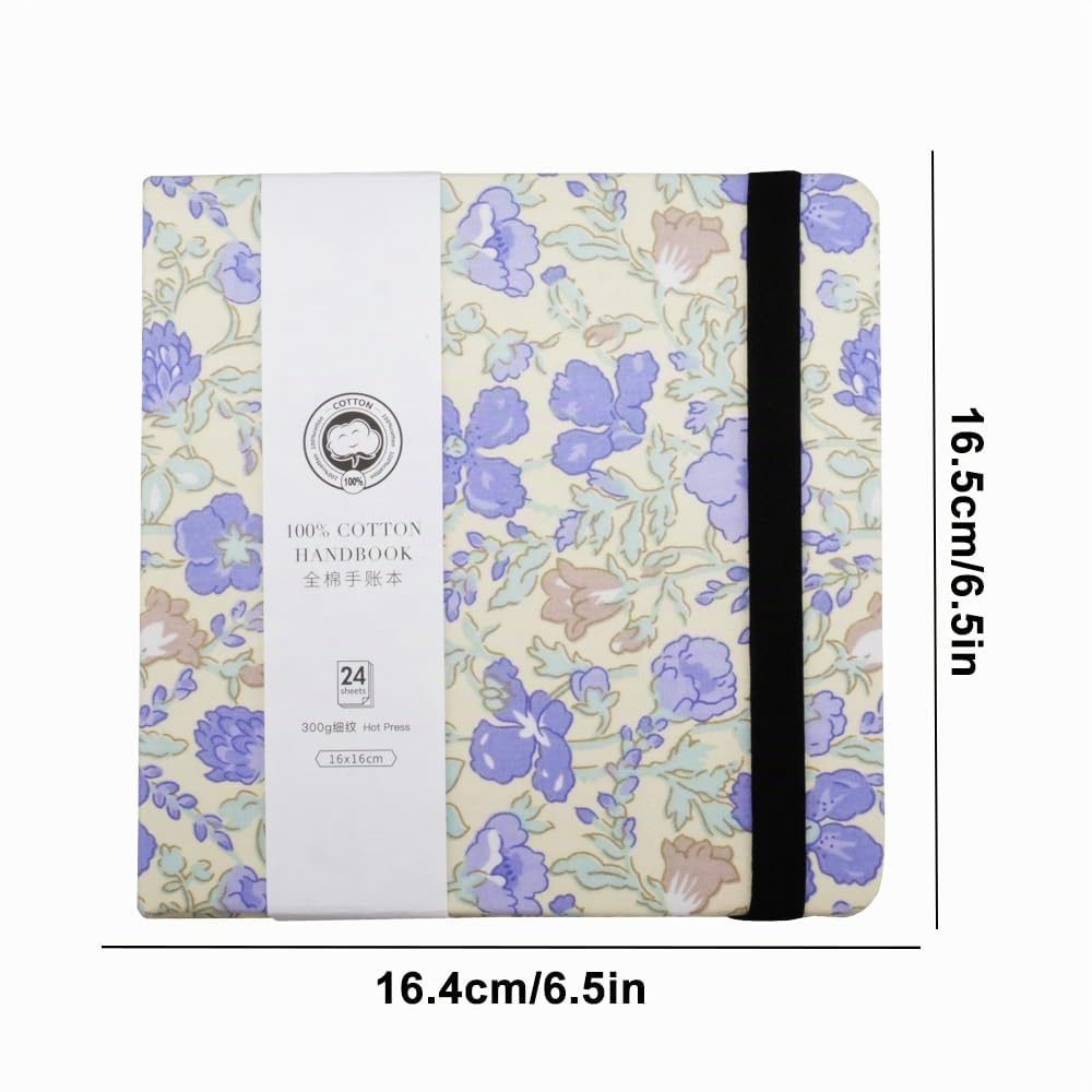 Mocrop 16x16cm Diario per acquerelli, Libro da schizzi quadrato per acquerelli, 100% cotone, 24 fogli-48 pagine, carta a grana fine - pressata a freddo - priva di acidi, per principianti e artisti