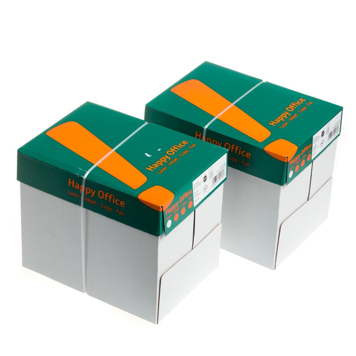 Happy Office - Carta per fotocopiatrice, formato DIN A4, 80 g/m², 5 confezioni da 500 fogli (totale 2500 fogli), colore: Bianco