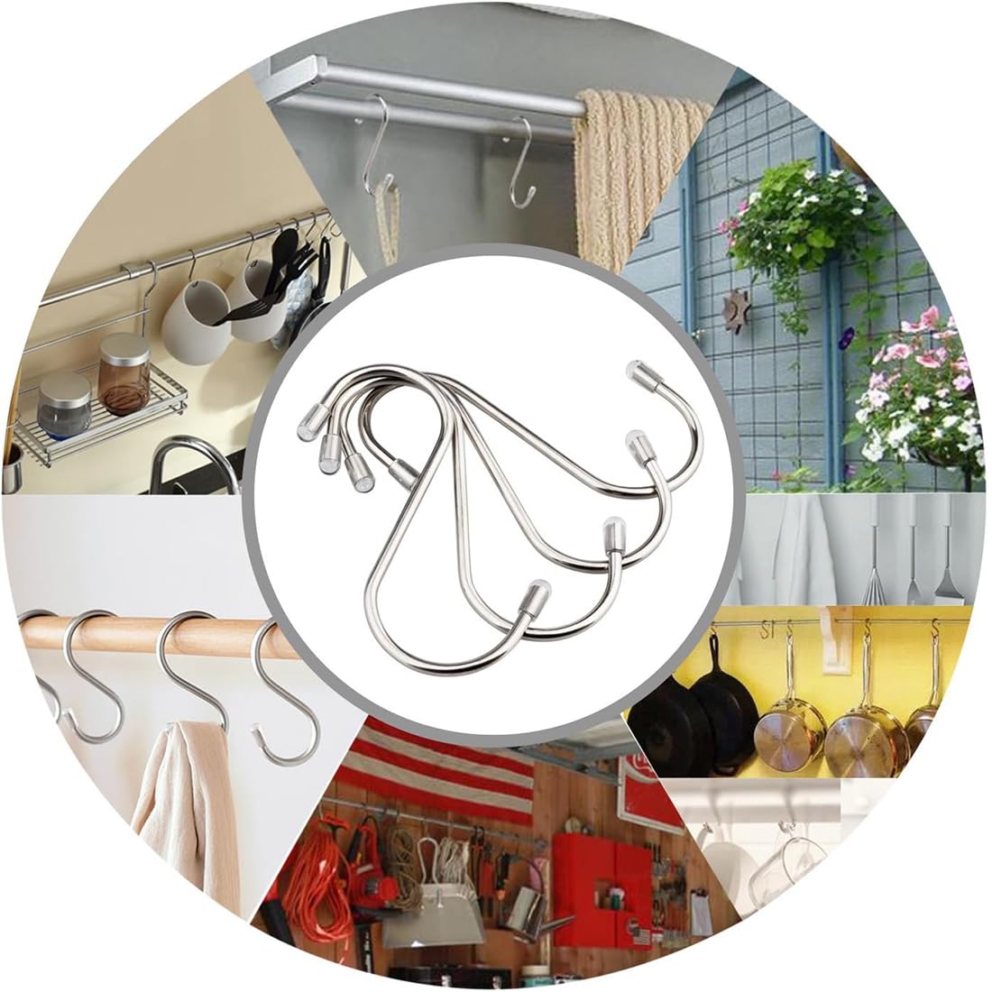 Produktbild von 10 Stück S-Haken Aus Edelstahl – 7 Cm, Vielseitig, Rostfrei, Für Küche, Bad, Büro & Garten