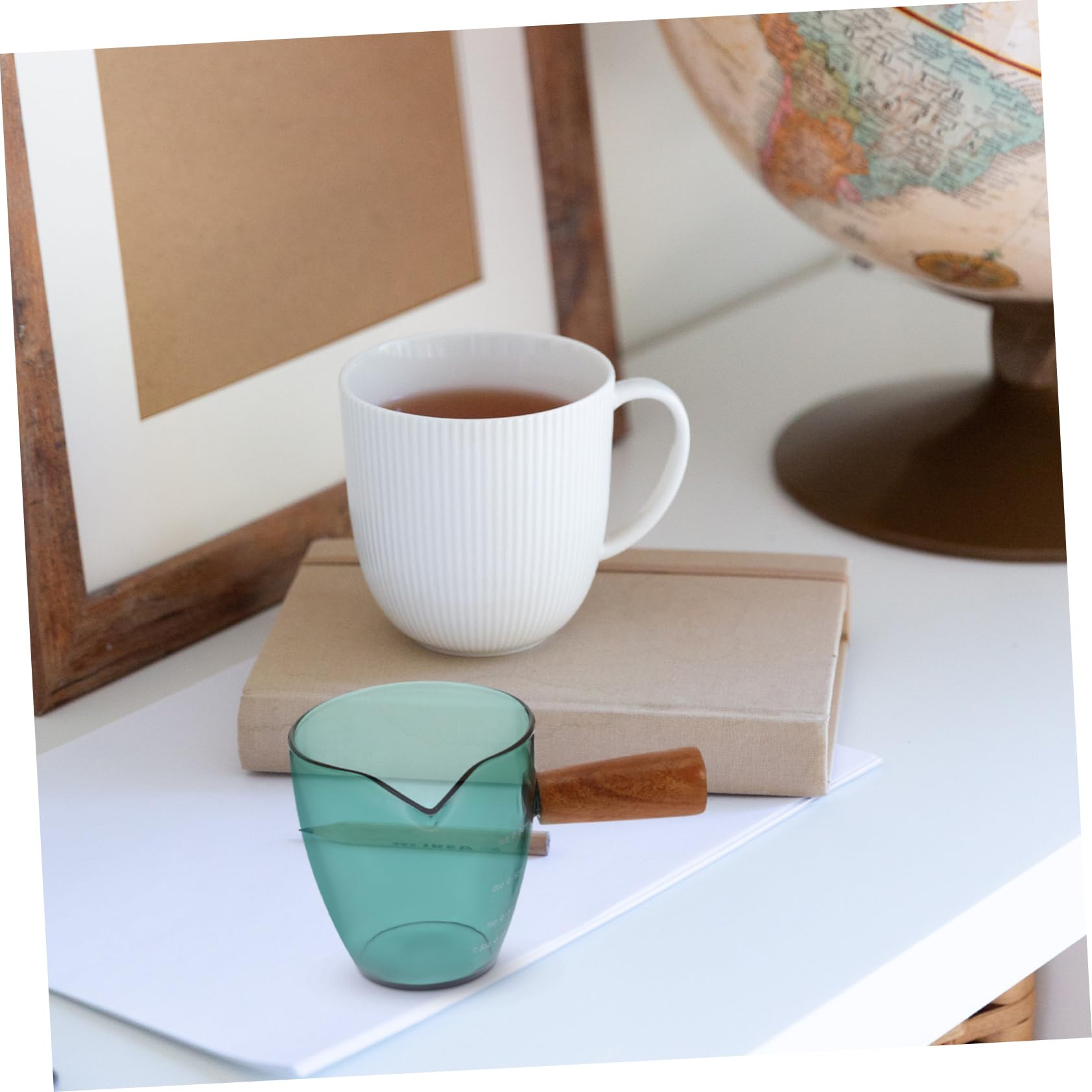 iplusmile 5pezzi Piccola Caraffa Con Manico Legno Misurino Per Latte e Perfetta Per Caffè e Tè Casa o Al Ristorante