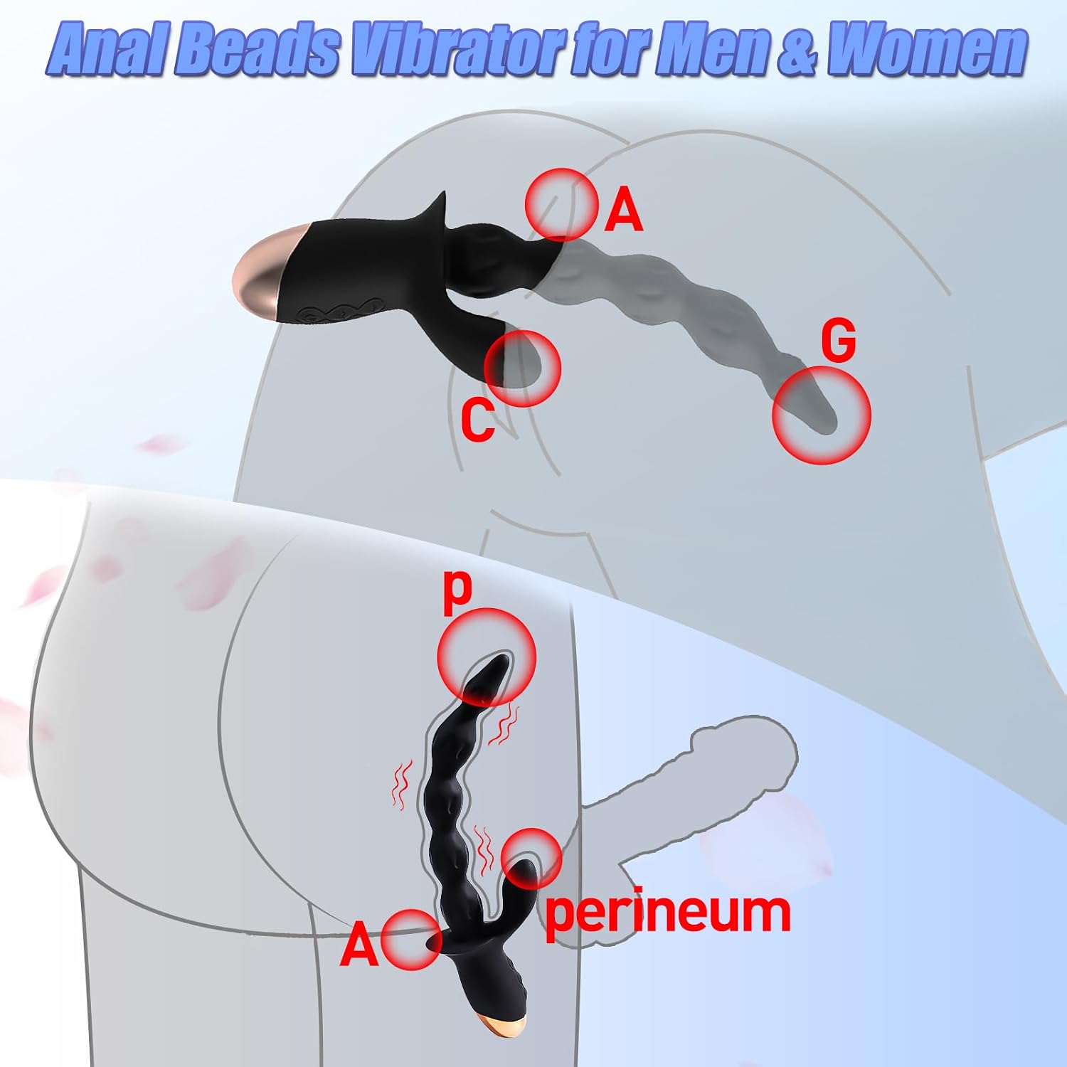 3 Motors Anal Plug Aanal Beads, Ultra-Soft Liquid Silicone Vibrating Butt Plug, Graduated Anal Toys Prostate Massager with 10 Vibrations, Rechargeable Anal Sex Toys for Men & Women and Couples