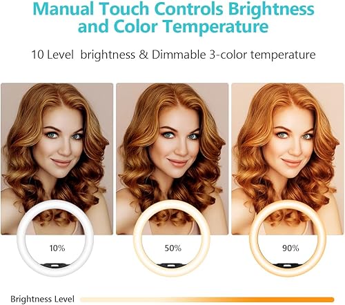 Miniatura 9 de Sensyne Anillo de luz de 14 pulgadas con trípode extensible de 50 pulgadas, luces LED circulares con soporte para teléfono para transmisión en