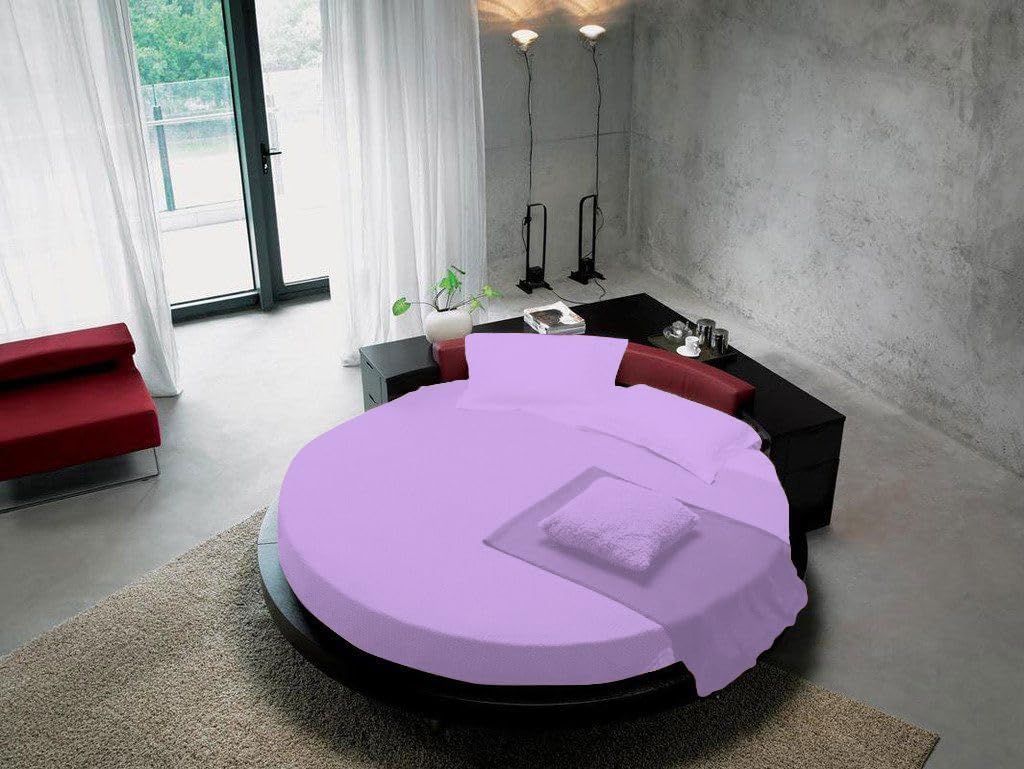 4 Piece Round Bed Sheet Set 1 Flat Sheet 1 Round Bed Fitted Sheet and 2 Pillow Cover