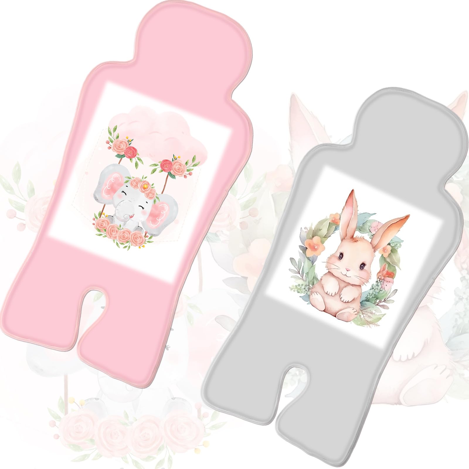 Qunclay 2 Pcs Baby Gel Car Seat Cooler Pad Breathable Ice Seat Cooler Mat Universal Car Seat Cooler Pad for Babies Multifunctional Baby Stroller Seat Liners Baby Cushion Chair (Rabbit, Elephant)