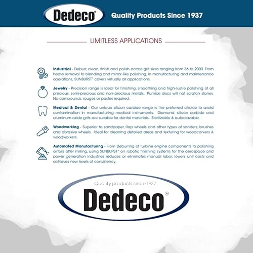 Miniatura 39 de Dedeco Sunburst - Discos de cerdas radiales (12 unidades, 7/8 pulgadas, curvados, grano 1400 durazno (extrafinos, 6 micrones), óxido de aluminio