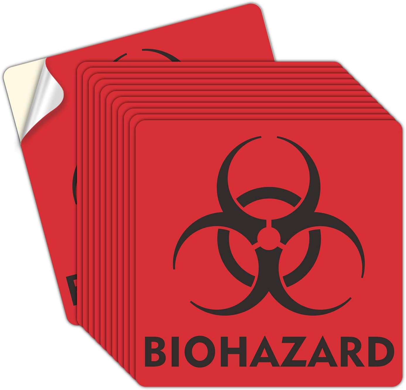 Faittoo (12 Pack) Biohazard Stickers Sign, 6x6 Inches Waterproof Biohazard Warning Label，6 Mil Vinyl Self Adhesive Durable Decal Stickers Use for Labs, Hospitals and Industrial