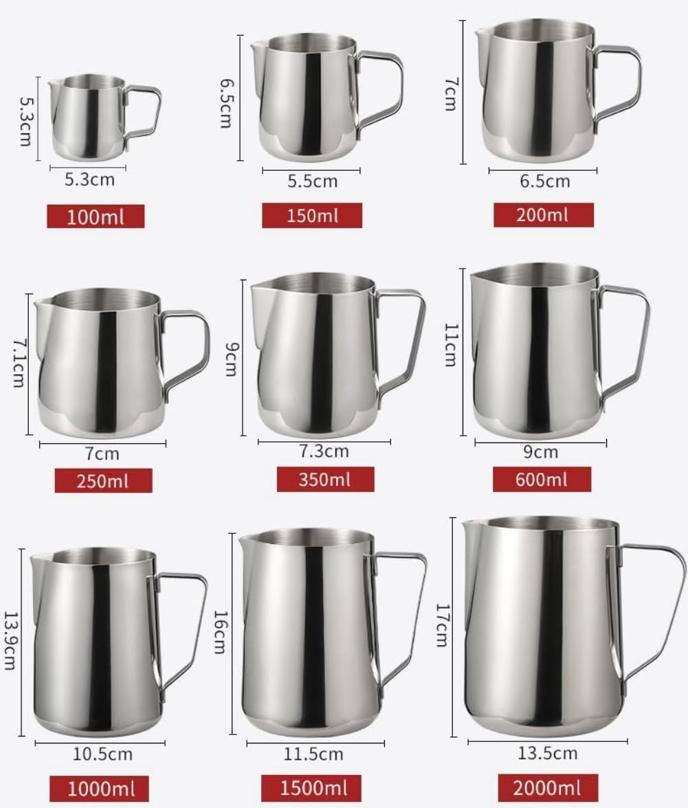 Dzbanek do spieniania mleka ze stali nierdzewnej, 250 ml, kubek do kawy dla baristy, idealny do cappuccino, espresso i latte art, narzędzie do spieniania mleka