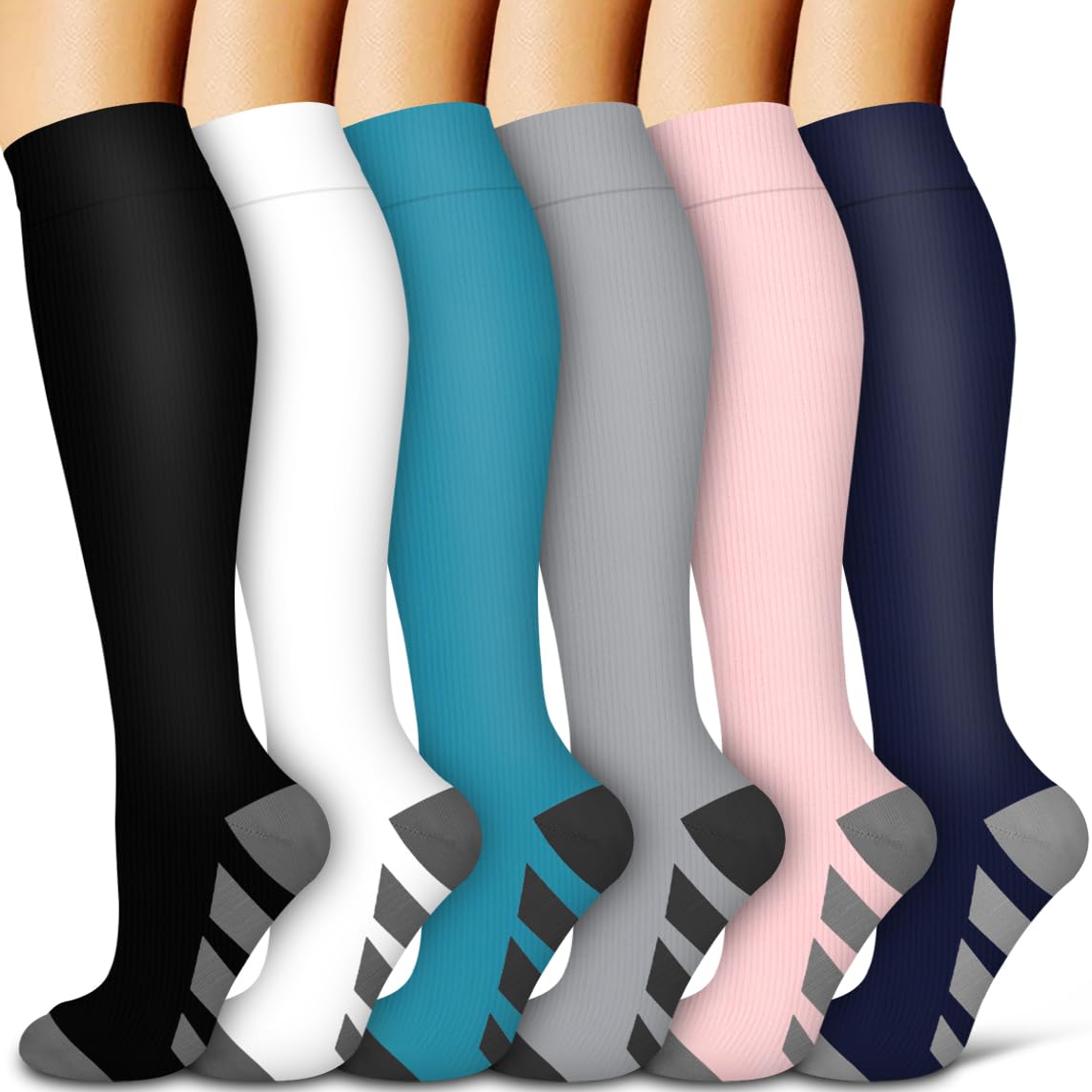 Laite HebeCompression Socks for Women & Men Circulation(6 pairs)-Graduated Supports Socks for Running, Athletic Sports
