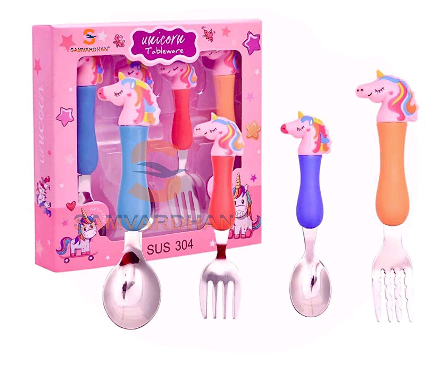 JOYLAND� Stainless Steel Unicorn Tableware Set Cutlery Unicorn Spoon and Fork Set for Babies Set of 4 Includes 2 Forks 2 Spoons-image-14
