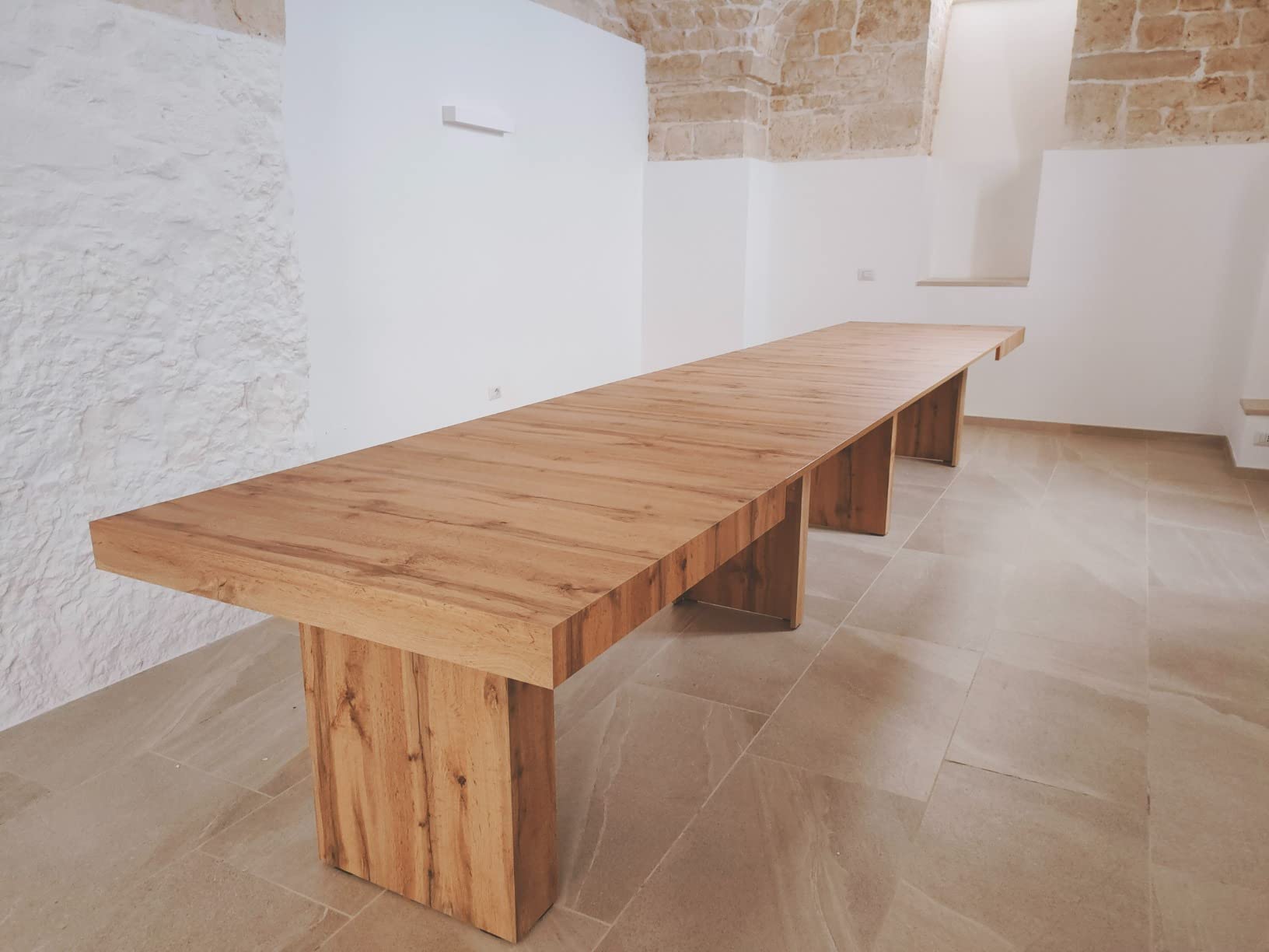 Mar.c.a. Design – Table Salle À Manger Extensible 180x100x78 cm – Jusqu’à 480 cm – Chêne Noueux – Fabriqué en Italie