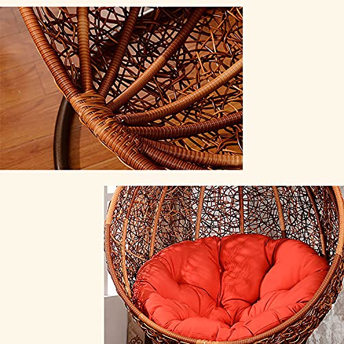 Image of Zenheaven Single Seater Swing Chair with Stand & Cushion Outdoor Indoor Balcony Garden Patio,Powder Coated Frame,UV Protected Wicker,Premium Cushion AD-08