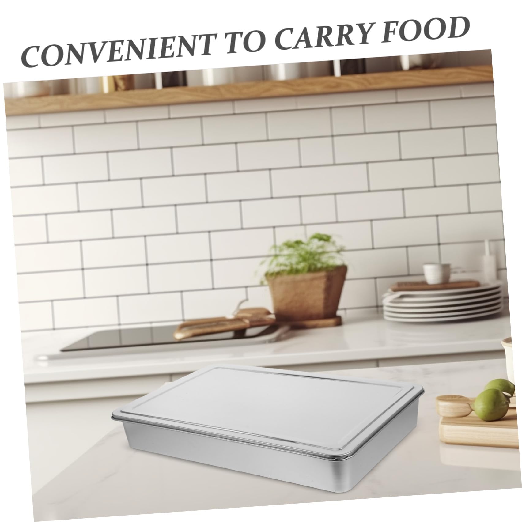 Teglia Rettangolare in Acciaio Inox Resistente alla Deformazione con Coperchio, Teglia per Brownies e Torte da Forno 43x28x6 Cm Salvaspazio per Cucina e Conservazione Alimenti