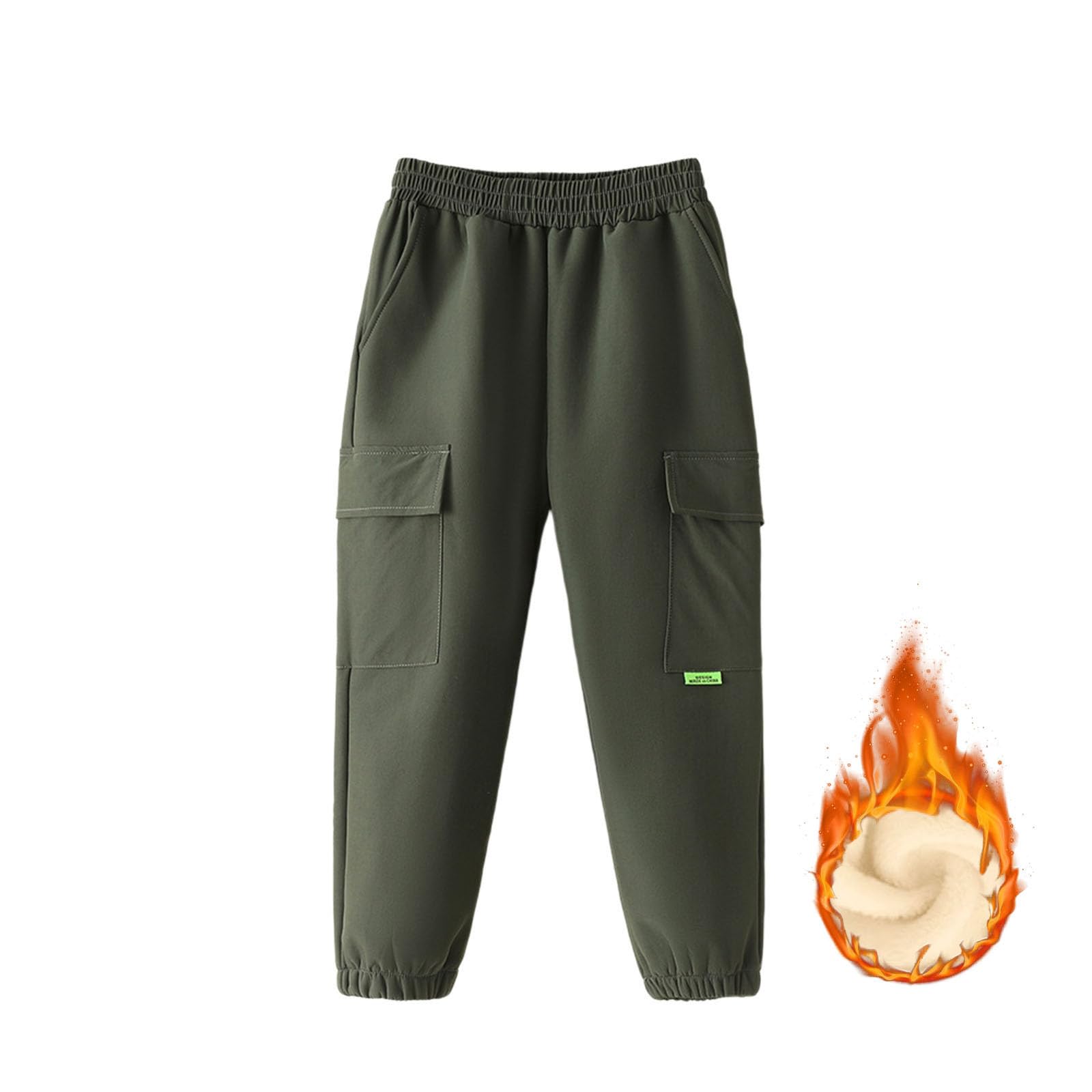 Genérico Pantalones Chandal Niño Pantalones Cargo de Invierno para Niños con Forro Polar Térmico Aislante y Cintura Elástica Cómodos