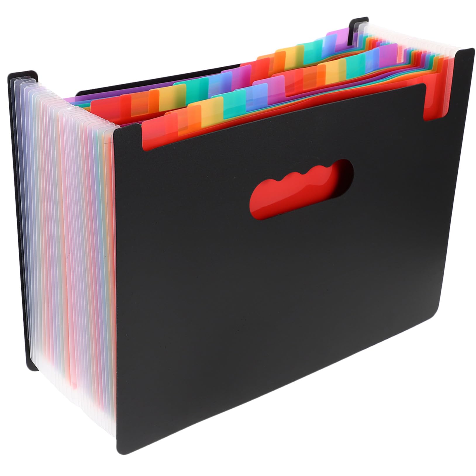 Carpeta Organizadora De Archivos Tipo Acordeón A4 Expandible 25 Compartimentos Multibolsillos Arcoíris Negro Para Oficina y Documentos