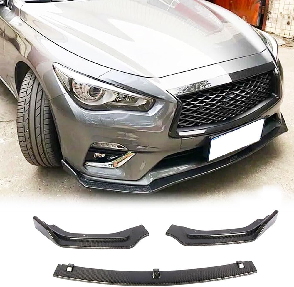 Carbon Fiber Front Bumper Lip for Infiniti Q50 Base Sedan 2018-2022 Add-on Front Chin Spoiler Splitter Protector Factory Outlet 3PCS