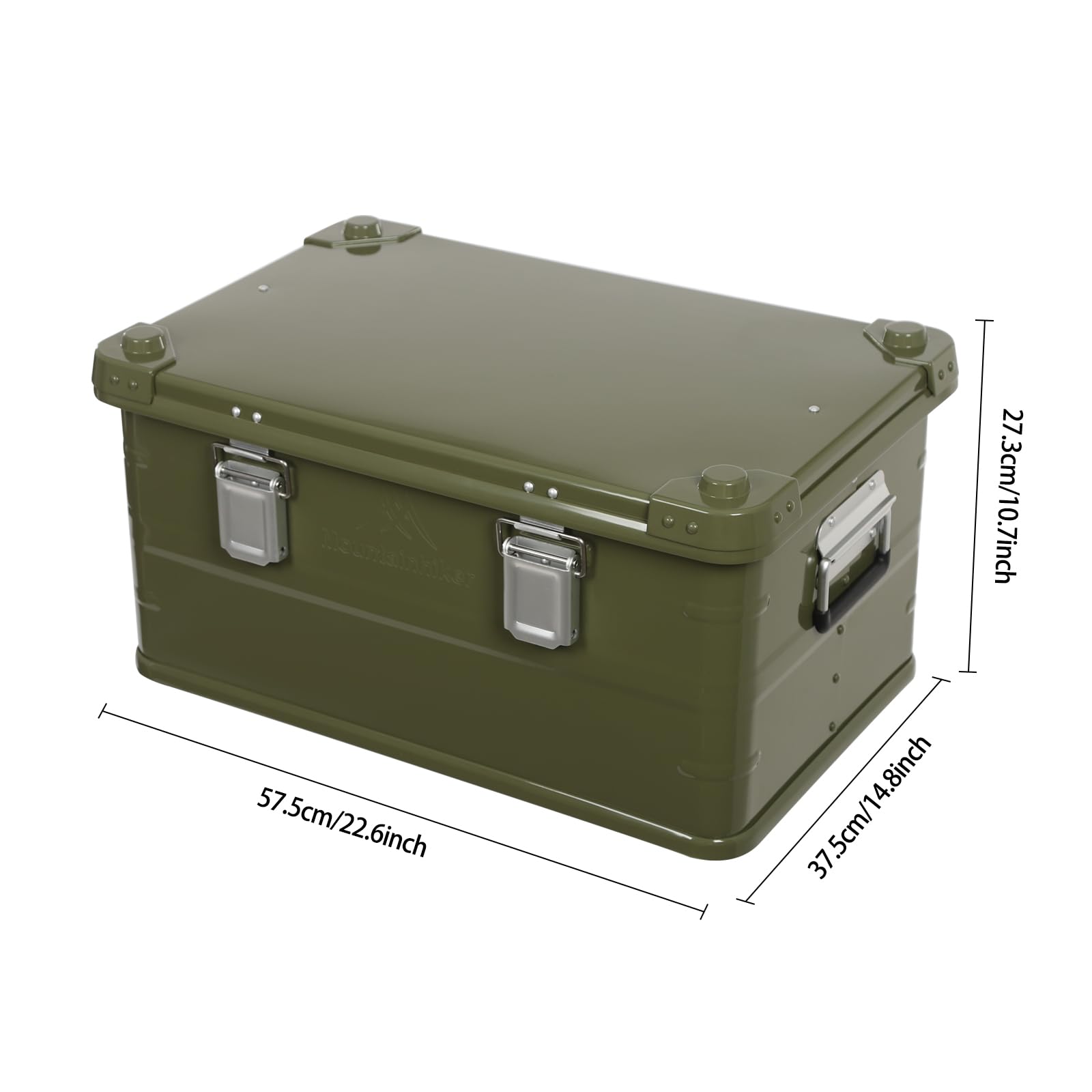 Caja de almacenamiento para camping, de aleación de aluminio, 50 L, apilable, caja de herramientas con tapa, 57,5 x 37,5 x 27,3 cm, para viajes al aire libre, camping, familia y exteriores