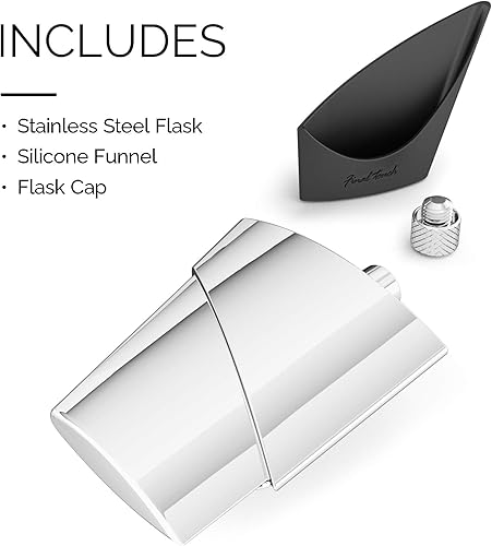 Miniatura 8 de Final Touch Aero Flask - Contenedor de licor de viaje, 3.4 onzas, 3.4 onzas, botella de mano con embudo integrado, diseño aerodinámico inspirado en