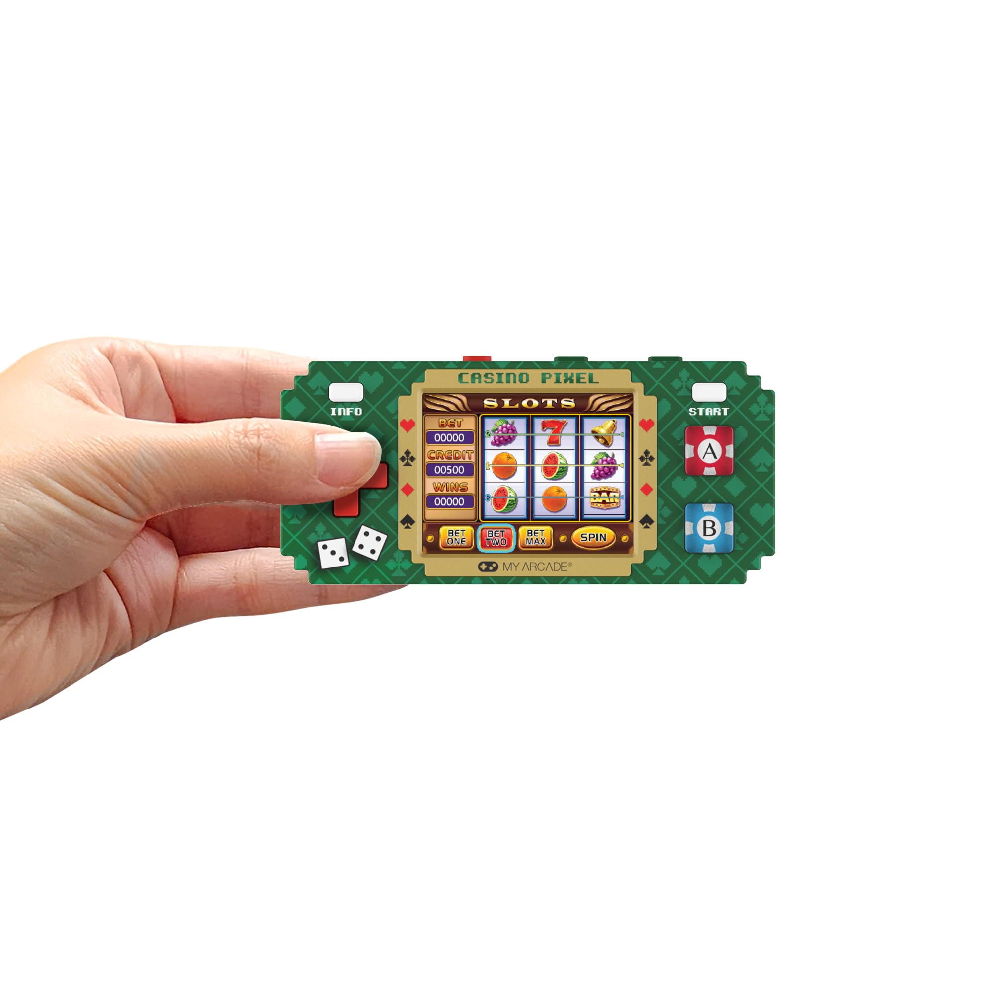My Aracde Casino Pixel Player: Videojuego con Licencia Oficial, Juegos de Casino, Llavero portátil Arcade