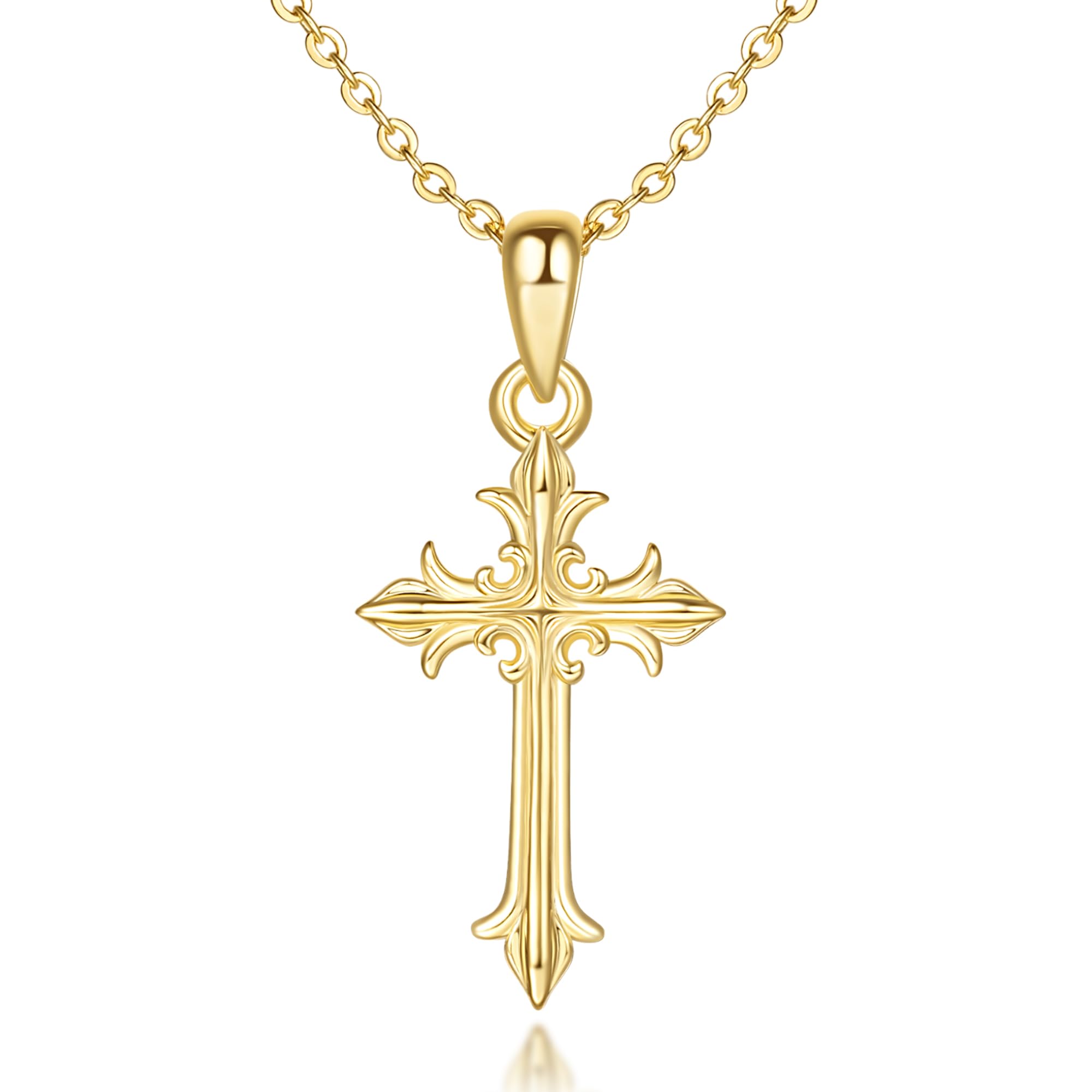CHLOÉ LOVETT Cross Necklace for Women 14K Gold Cross Necklaces for Women Gold Cross Chain Necklace for Womens Crosses Pendant Necklaces for Womens 20/