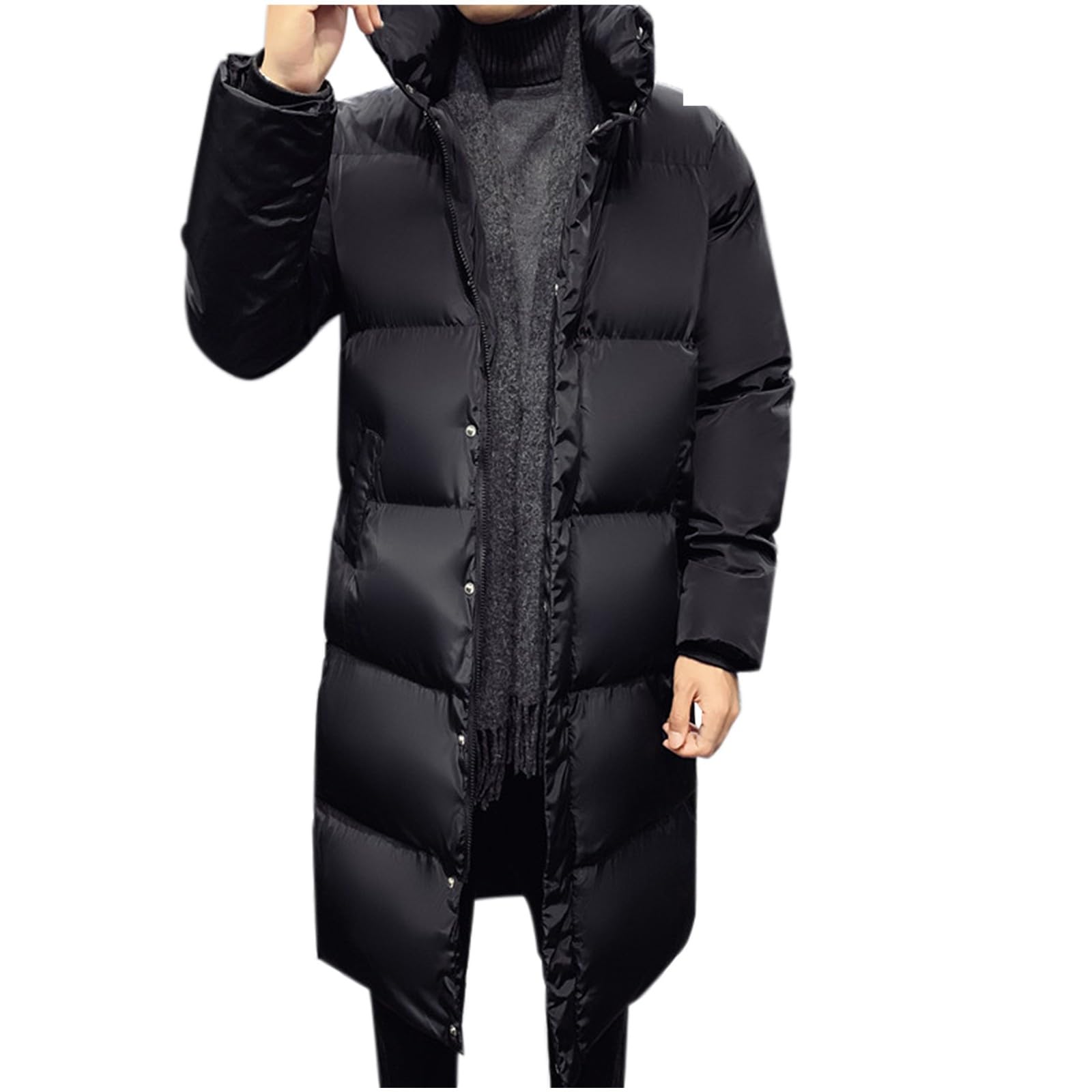 Piumino con cappuccio da uomo, cappotti lunghi trapuntati da uomo leggero piumino parka giacche antivento piumino lungo inverno caldo piumini lunghi piumini impermeabili cappotti invernali