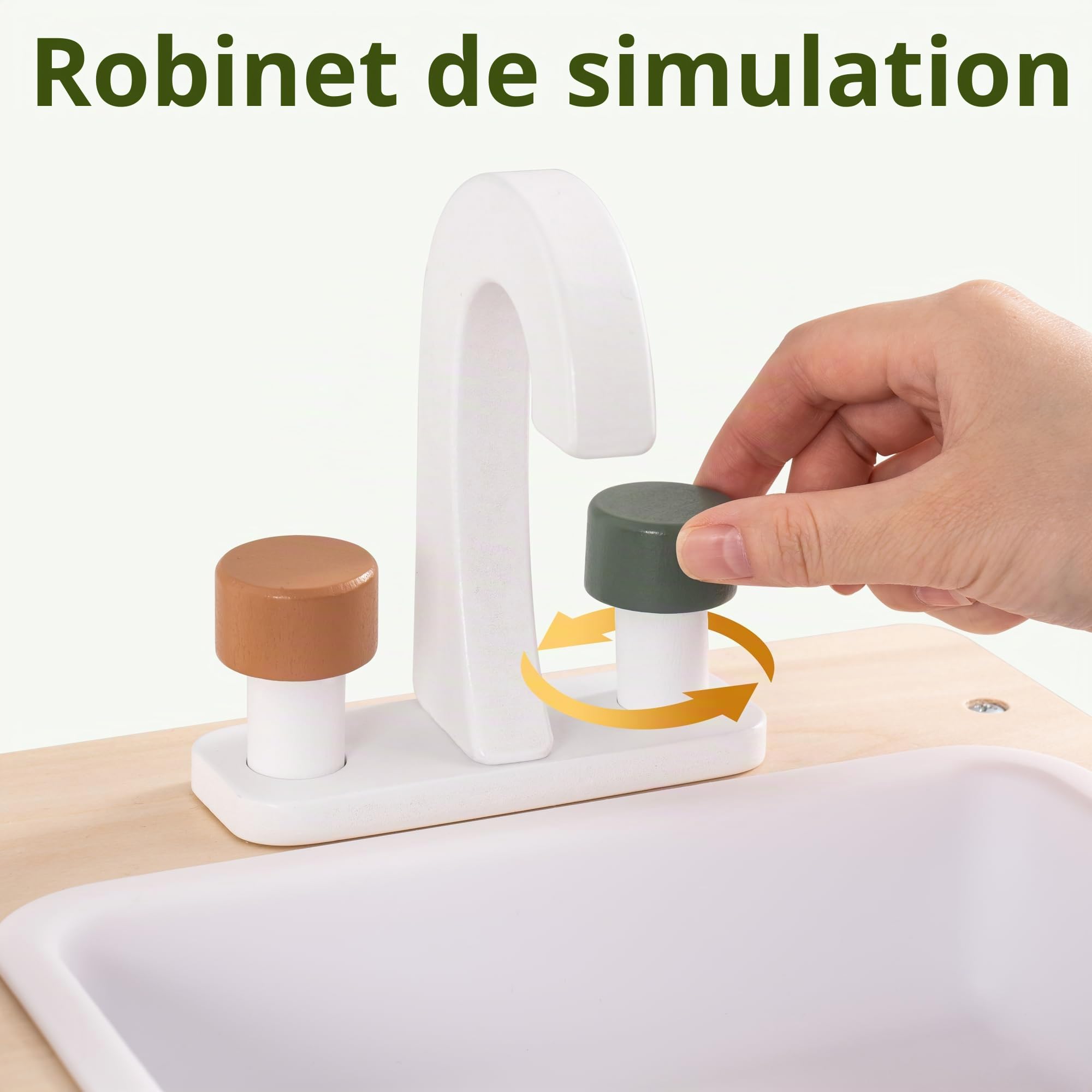 ROBUD Cuisine Enfant en Bois, Jouet Fille et Garçon 3-6 Ans | Jeux de Cuisine en Bois avec Accessoires pour Enfants