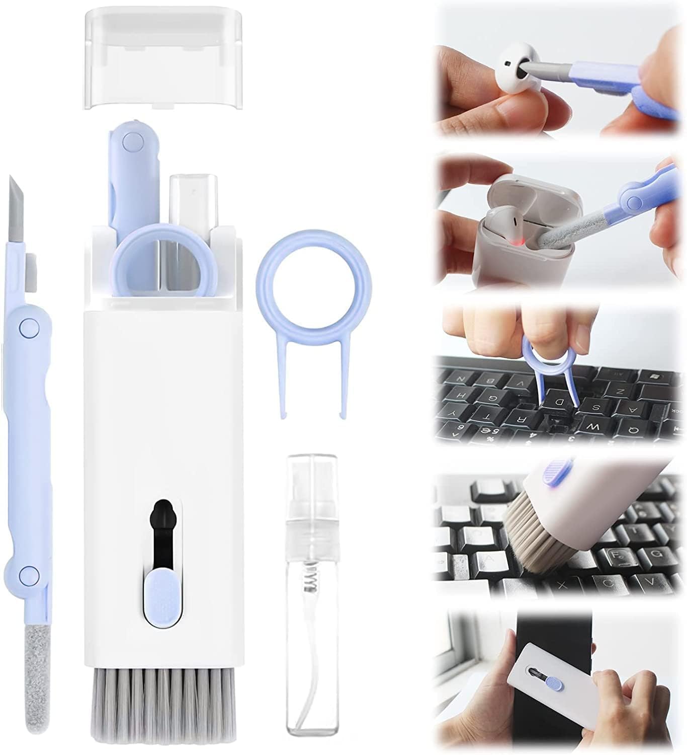 Sellzie 7-in-1 Keyboard Cleaning Brush | Multifunctional Electronics Cleaner with Keycap Puller, Spray Bottle | Cleaning Tools for Laptop, Earbuds, PC, and More (7 in 1 Keyboard Cleaning Brush)-image-26