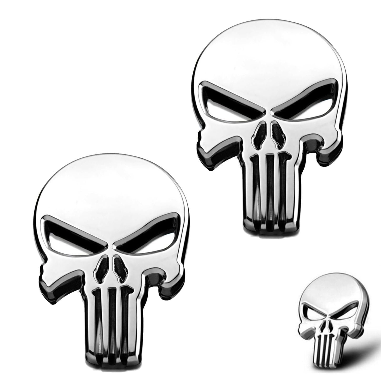 2 Adesivi 3D Teschio In Metallo Per Auto/Moto - Decorazione Cool Per Paraurti E Caschi - Foto 3