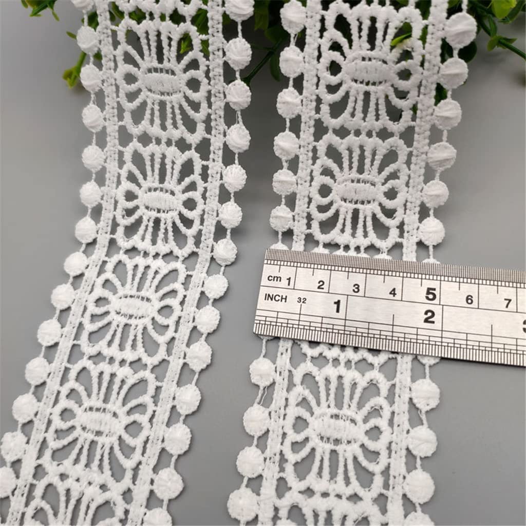 Générique 5cm 2inch évider Floral Brodé Blanc Dentelle Ruban DIY Vêtements Couture et Tissu Rideau Décoration (Couleur : Blanc, Taille : 5cm) (Blanc 5cm)