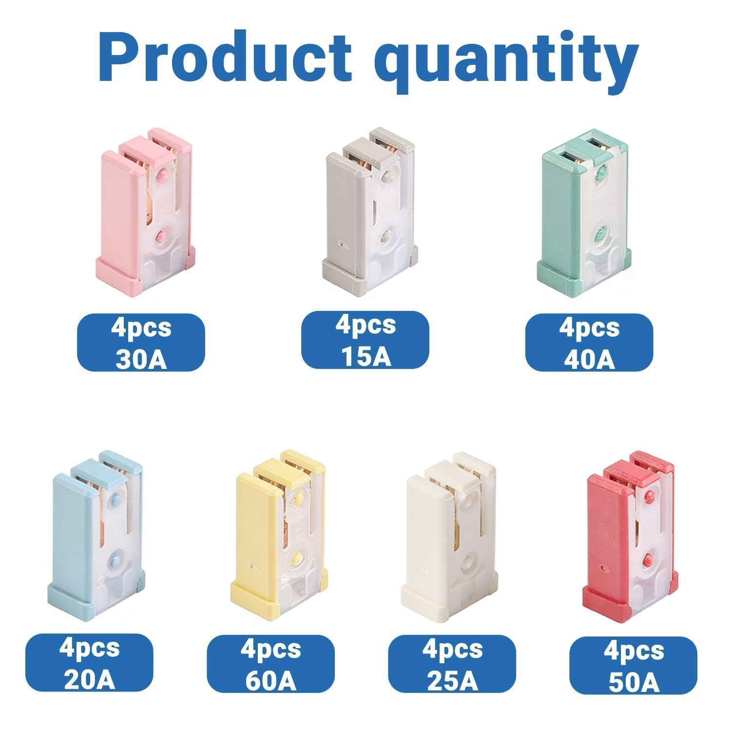 MCASE - Set di 28 fusibili per auto, 15A 20A 25A 30A 40A 50A 60A