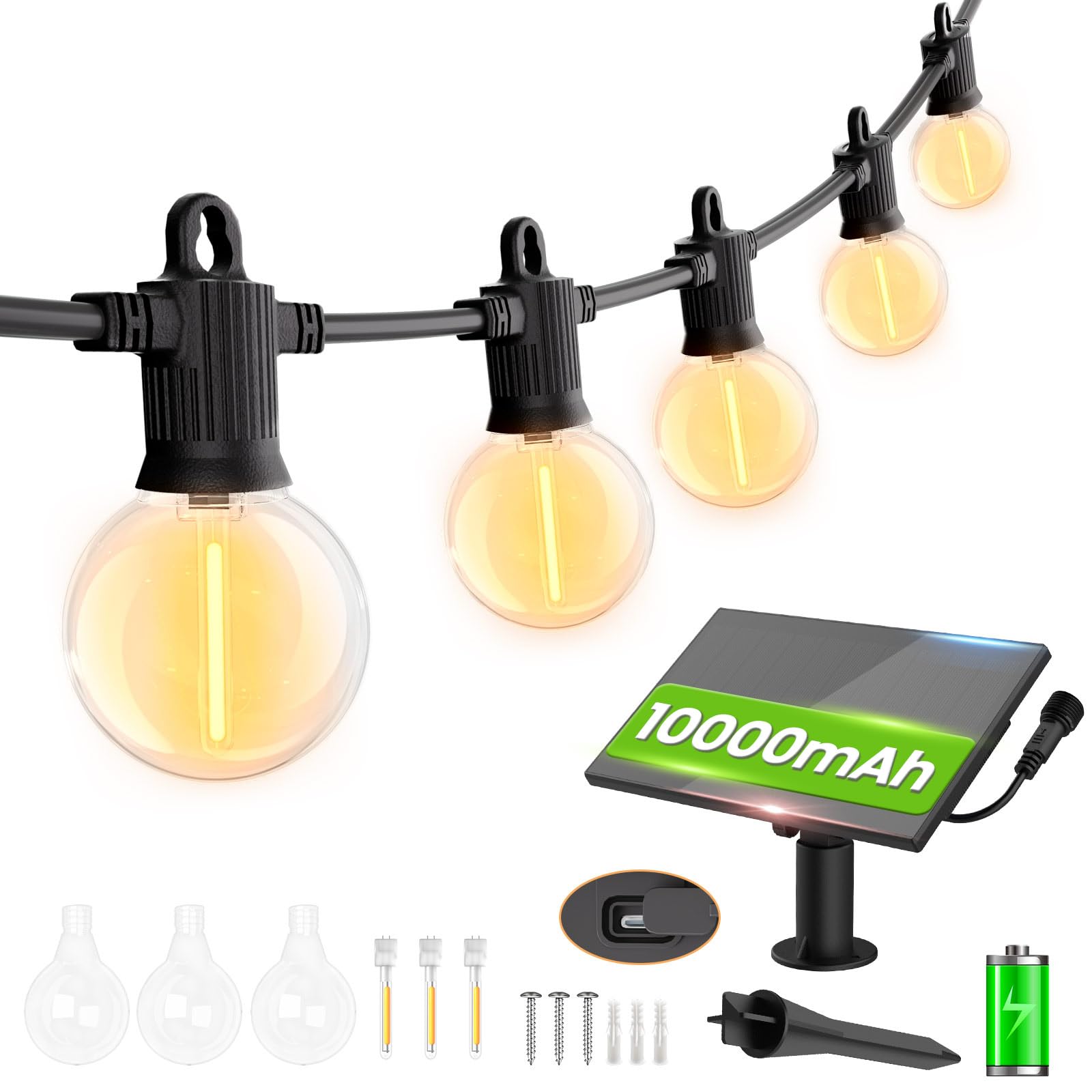 ZOTOYI Guirnaldas de Luces Exterior Solar 45m/150ft, ip65 Solares Exterior Jardin LED Cadena de Luz con 60 + 3 Inastill…