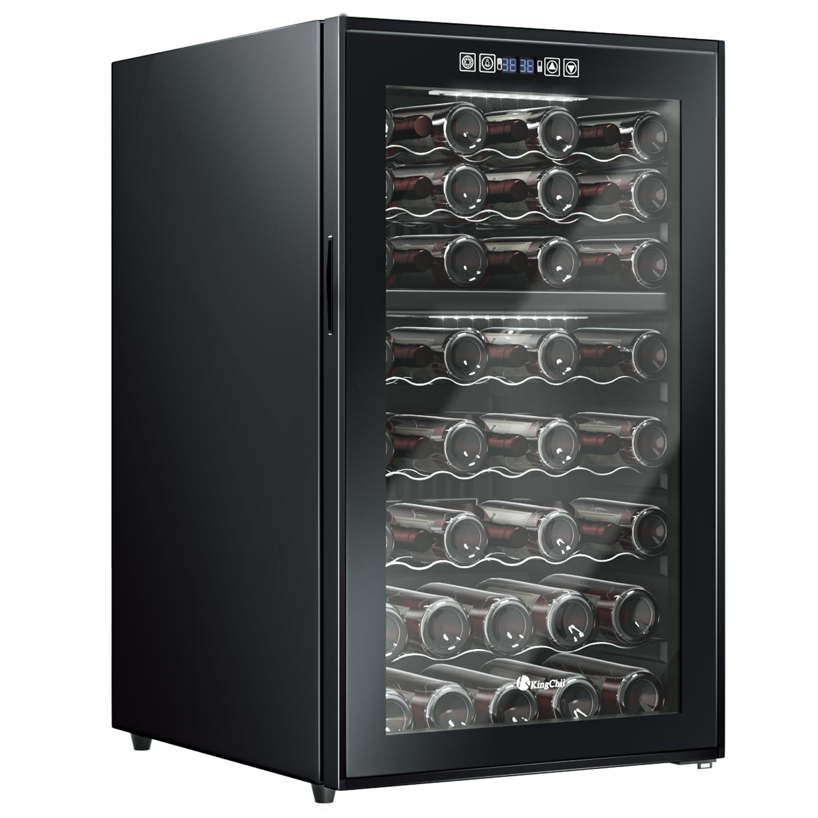 KingChii 52 Bottle Wine Cooler Refrigerator - Dual Zone Wine Fridge with Intelligent Digital Control, Low Noise Operation, Freestanding Wine Refrigerator for Home and Kitchen, Black