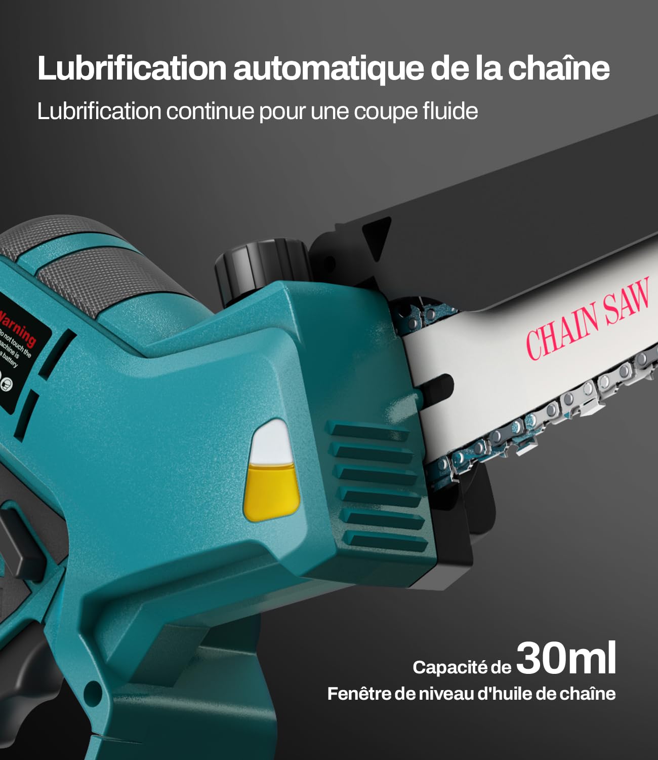 15cm Mini Tronçonneuse à Batterie CSE002, Compatible avec les Batteries Makita 18V, Tronçonneuse Électrique Sans Balais, Lubrification Automatique de la Chaîne (Sans Batterie)
