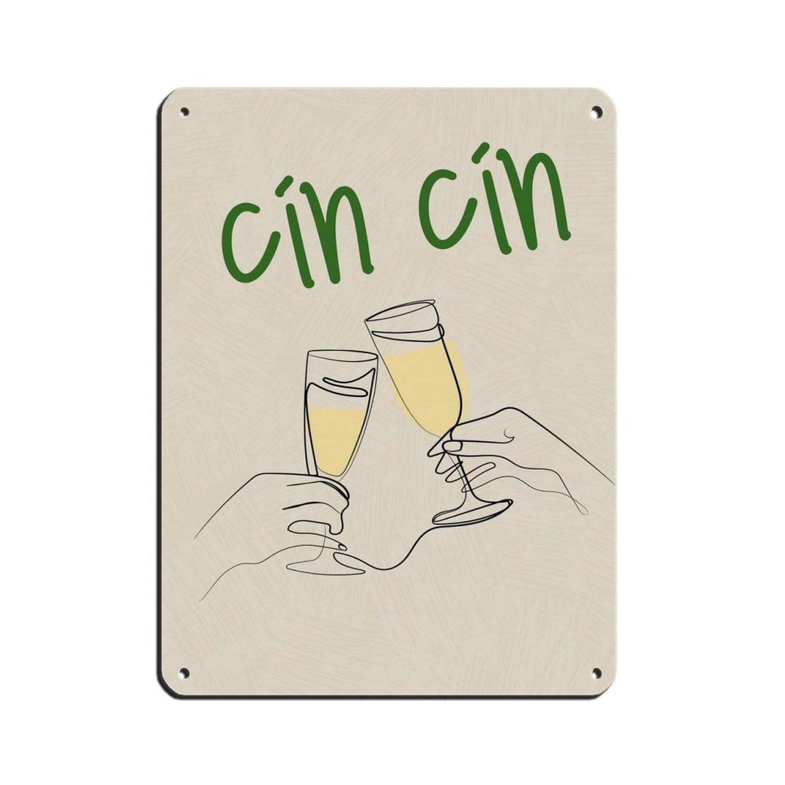 Cin Cin, Wine Poster, Cheers Tin Sign Vintage Metal Pub Club Cafe Bar Home Wall Art Decoration Poster Retro 12x16inch(30x40cm)