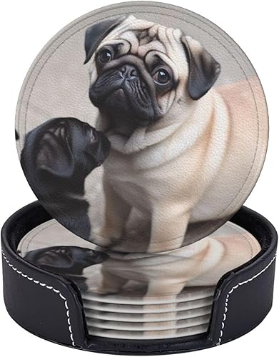 Miniatura 10 de LZQPOEAS Juego de 6 posavasos redondos de Beagle con soporte para bebidas, protector de mesa, almohadilla para el hogar y la cocina, juego de