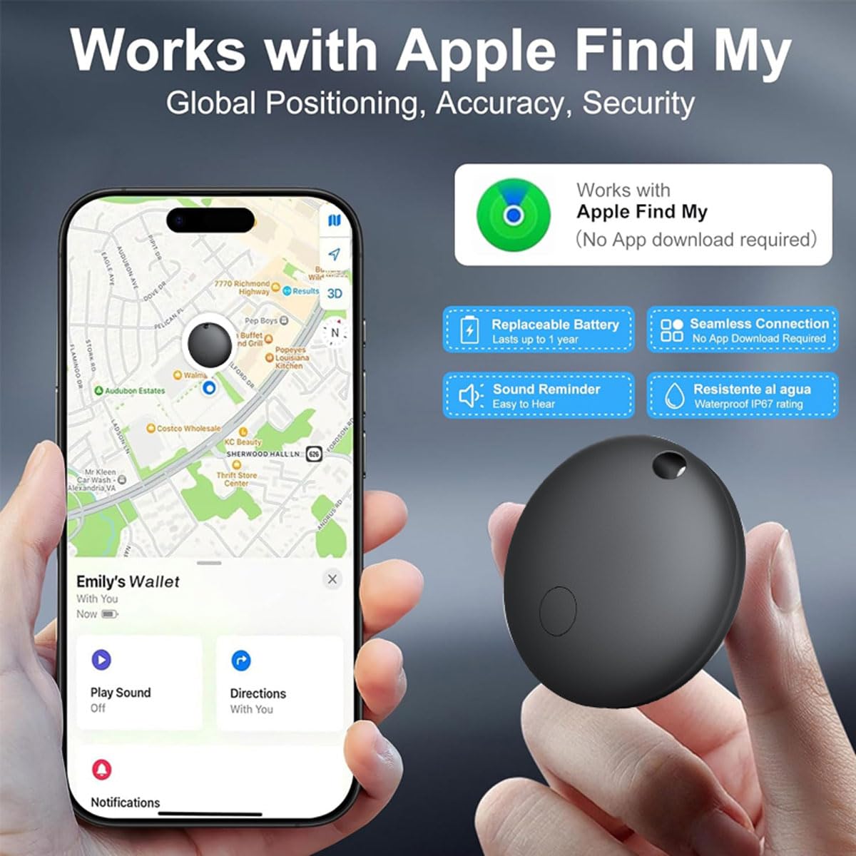 Air GPS Tracker Auto Schlüsselfinder, Smart Tag Kompatibel mit Apple Wo ist? APP (Nur iOS), Bluetooth Mini GPS Tracker für Kinder, Moto, Auto, Koffer, Hund (2)