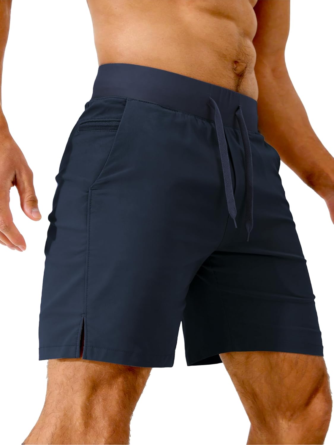 Comdecevis Men's 7 Inch Athletic Shorts Lightweight Quick Dry Running Shorts with Zipper Pockets
