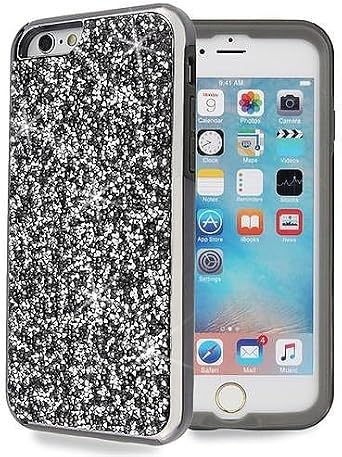 AccessoryHappy Tough Glitter Case, Luxury 3D Bling Glitter Sparkle Creative Design Protective Hybrid Dual Layer Case Cover Compatible with iPhone 6 Plus 6S Plus [5.5"] Tough Glitter Black
