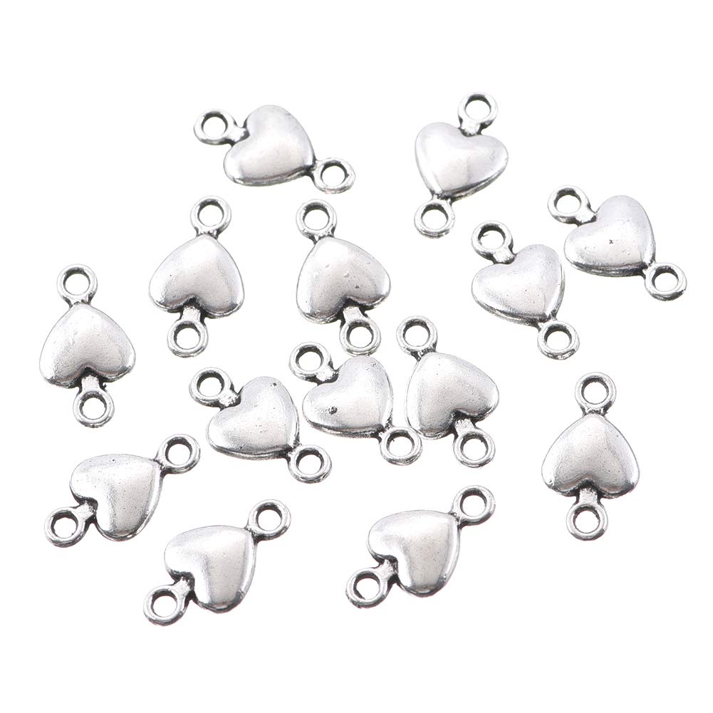 100pcs Antique Silver Plated Love Connector Link Charms Pendant DIY Bracelets Necklace Jewelry Making Craft Wholesale 15mmx9mm(A160)
