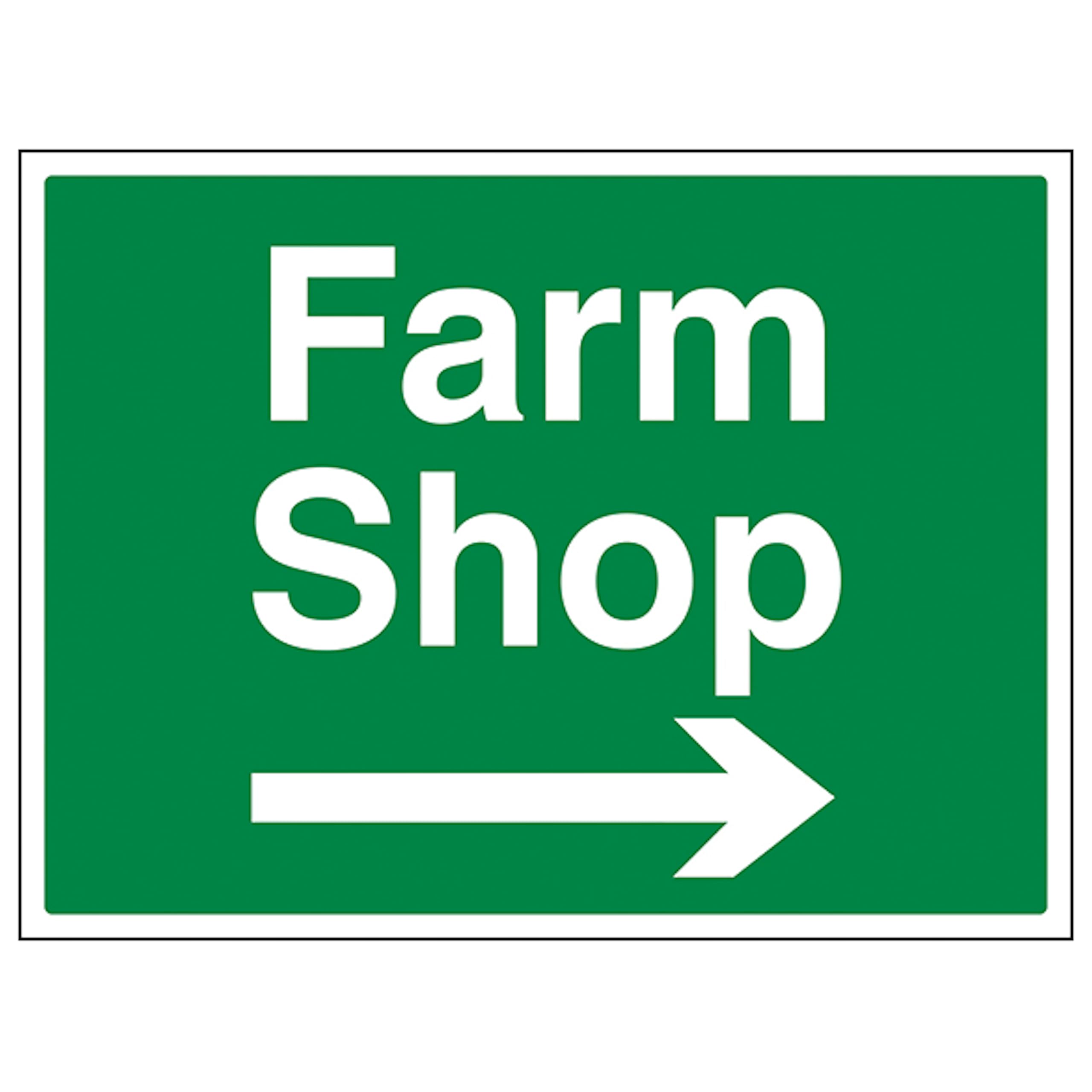 V Safety Farm Shop Arrow Right - Large Landscape 400 x 300 mm - 3mm Aluminium Composite Safety Sign