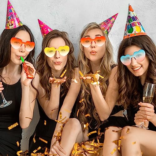Image of 12 Pairs Heart Glasses Colorful Rimless Heart Shaped Sunglasses Love Glasses for Bachelorette Bride Party Favor