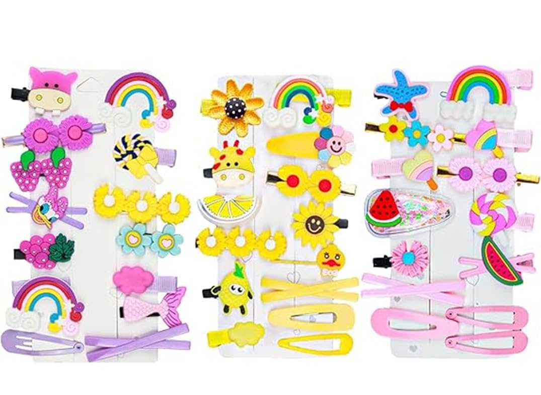 NAKAS 14 Pcs Multi Unicorn Ice Cream Hair Clips Set Baby Hairpin For Kids Girls Toddler Barrettes Hair Accessories (Pink Colour)