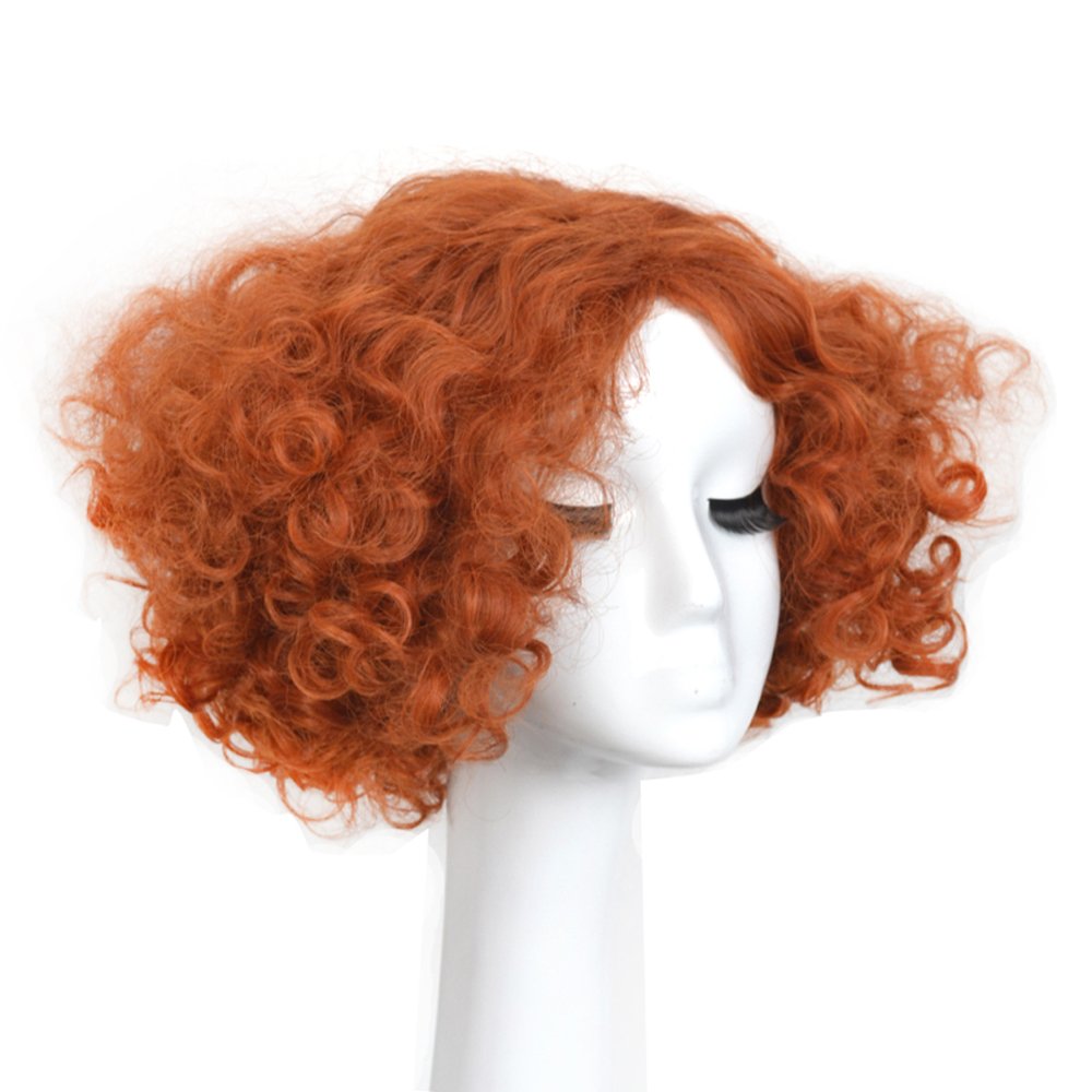 Yuehong Short Curly Orange Wig Movie Anime Cosplay Halloween Costume Hair Heat Resistant Synthetic Fibers Soft Durable Breathable Wig for Unisex - Image 4
