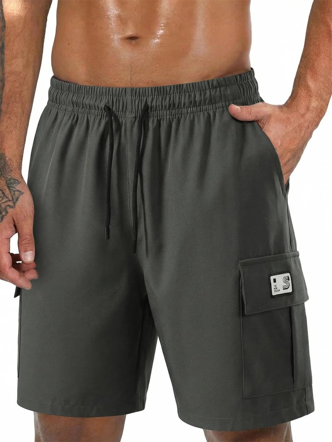 Men Summer Loose Fit Quick Dry Breathable Ice Silk Fitness Jogging Running Sports Shorts